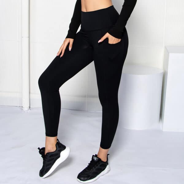 Pantalon de yoga taille haute avec poches pour femmes – Image 5
