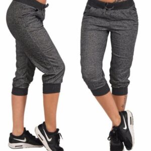 Pantalon de sport solide recadrée à la mode pour femmes