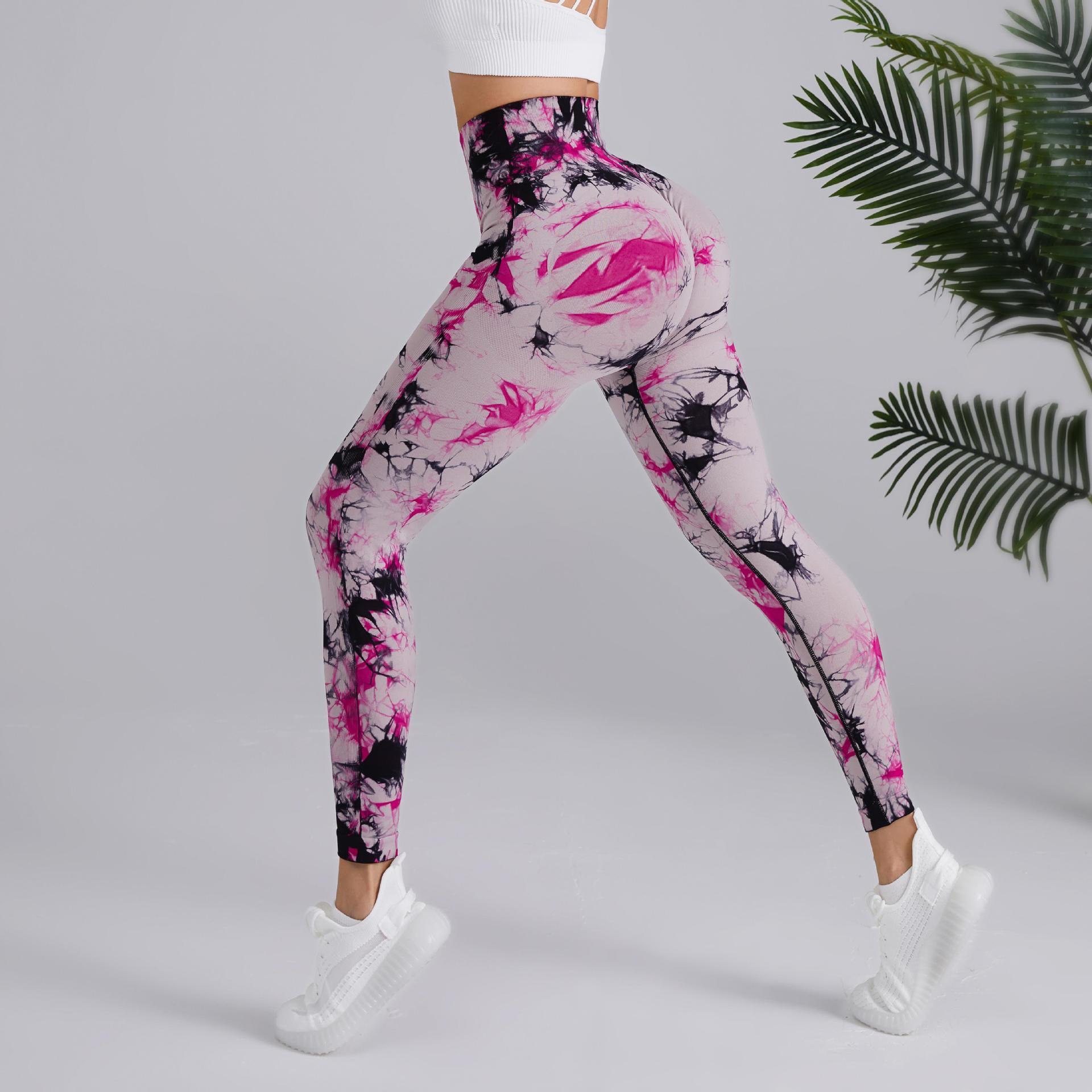 Pantalon de yoga imprimé Tie-dye à taille haute sans couture pour femmes – Image 8