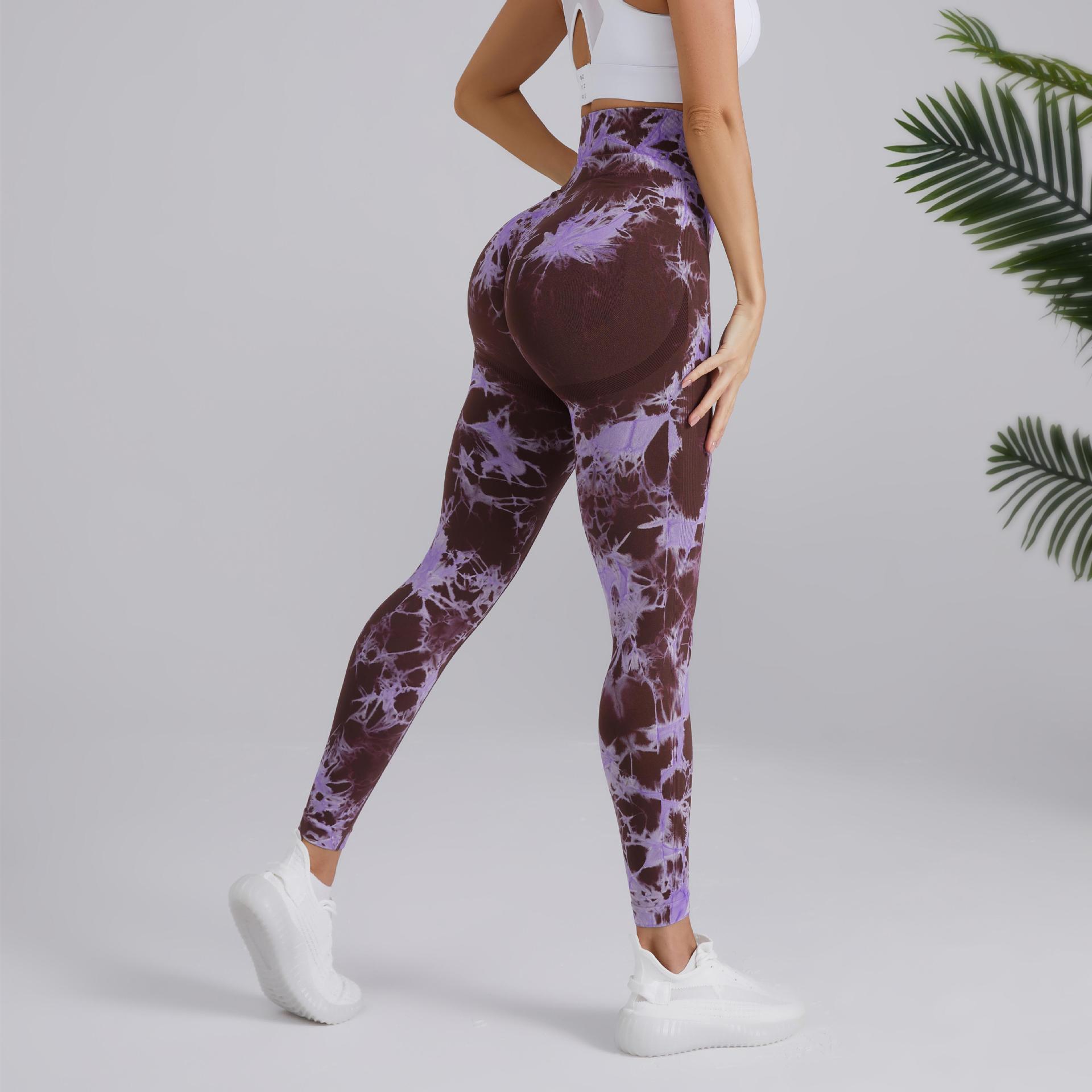 Pantalon de yoga imprimé Tie-dye à taille haute sans couture pour femmes – Image 7