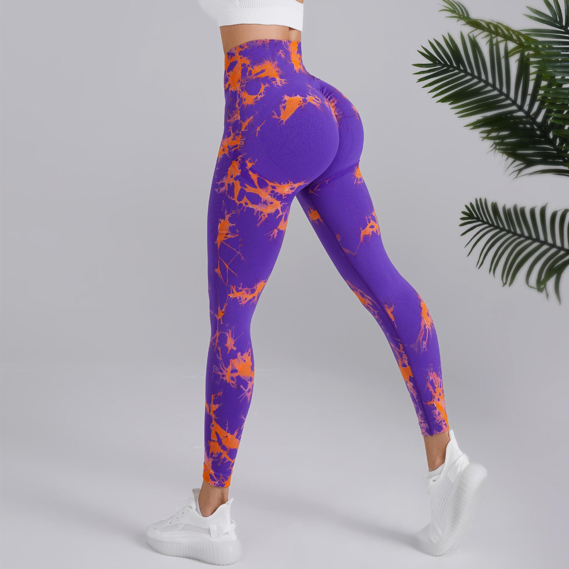 Pantalon de yoga imprimé Tie-dye à taille haute sans couture pour femmes – Image 3