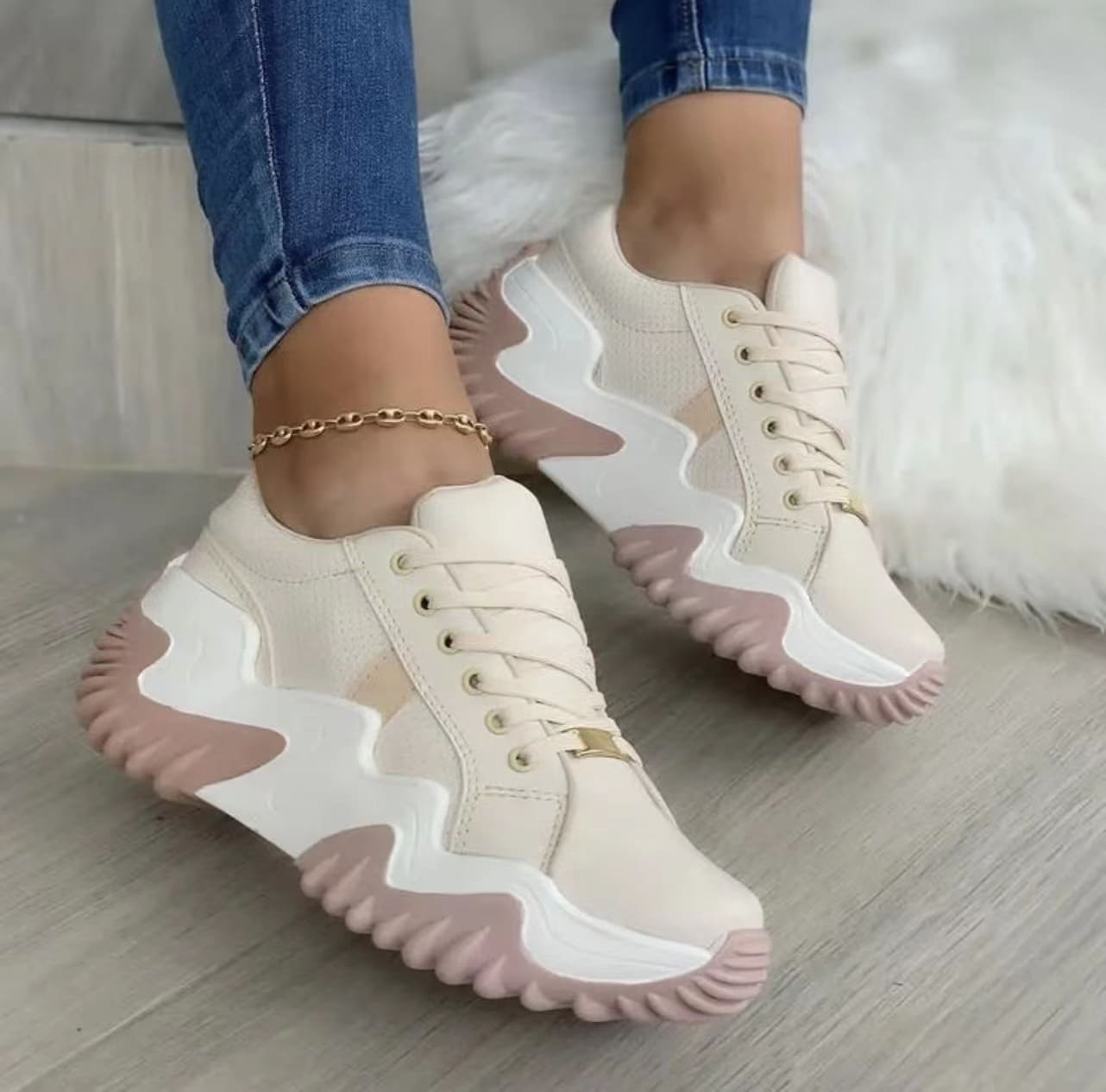 Baskets de grande taille décontractées à fond épais à la mode pour femmes – Image 4