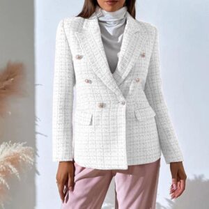 Blazer tissé tendance multicolores pour femmes