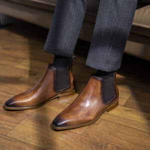 Bottines en cuir rétro élégantes pour hommes