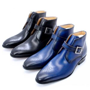 Bottines courtes en cuir décontractées et à bouts pointus pour hommes