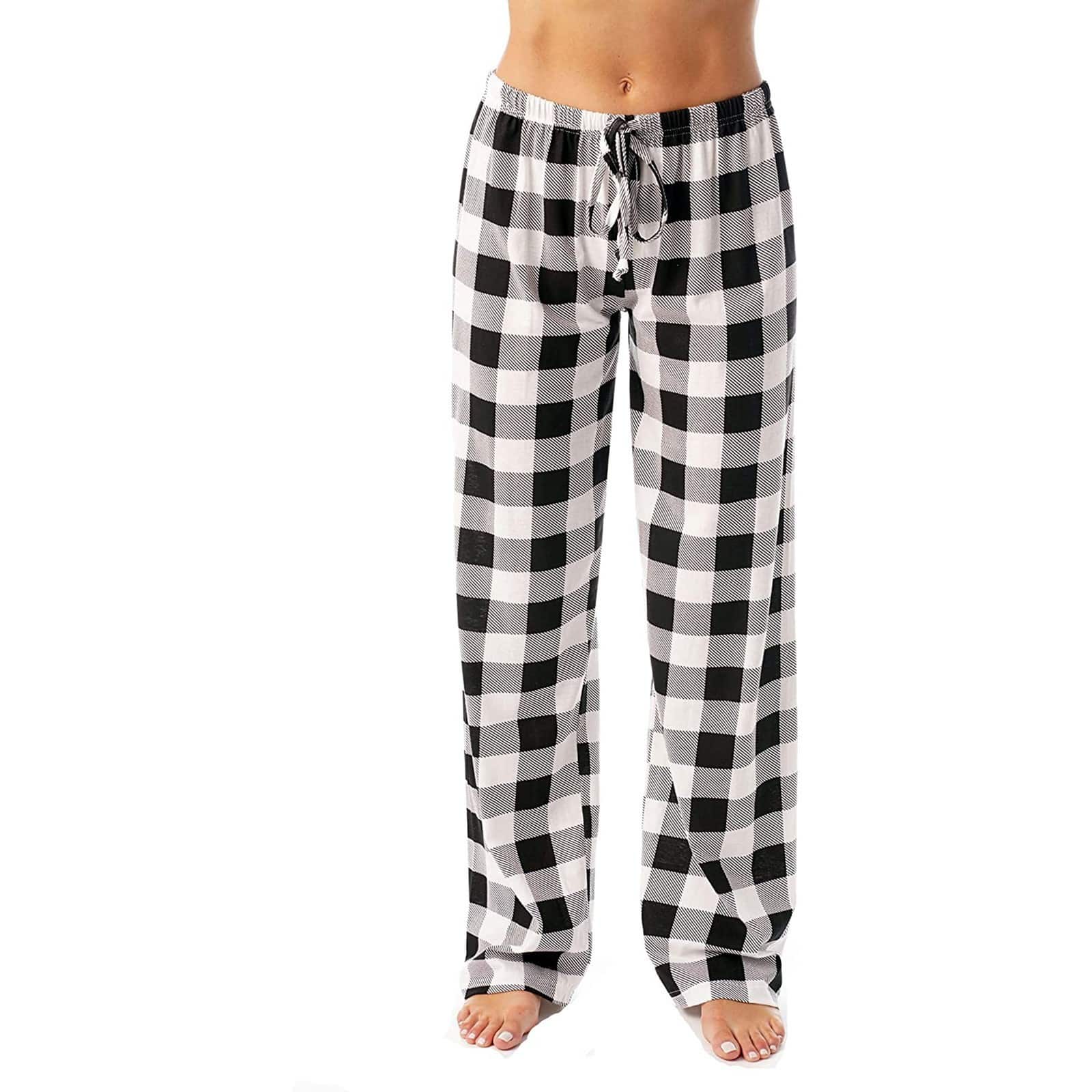 Pantalon style carreaux à cordon imprimé décontracté pour femmes
