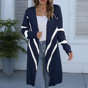 Manteau de chandail tricoté géométrique irrégulier tendance pour femmes