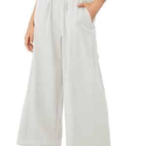 Pantalon large de couleur unie à taille haute pour les femmes