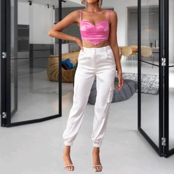 Pantalon cargo multi-poches décontracté et droit flatteur pour femmes – Image 4