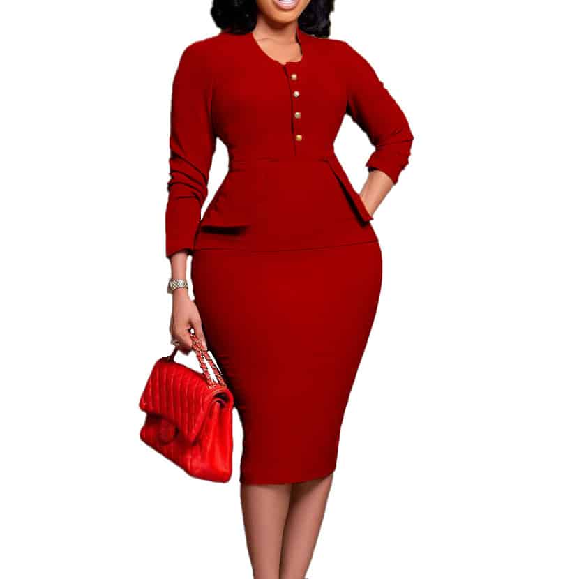 Robe de couleur unie à la mode pour femmes – Image 2