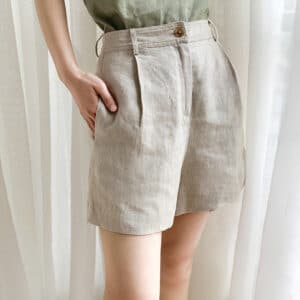 Short en coton et lin amincissant pour femmes