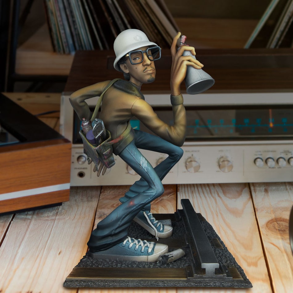Statue d'artiste DJ Breakdancing. Ornement en résine pour la décoration