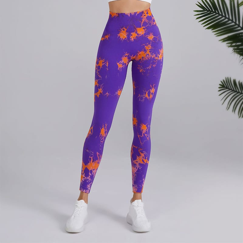 Pantalon de yoga imprimé Tie-dye à taille haute sans couture pour femmes – Image 2