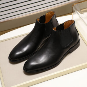 Bottines en cuir véritable de vachette à une étrivière pour hommes