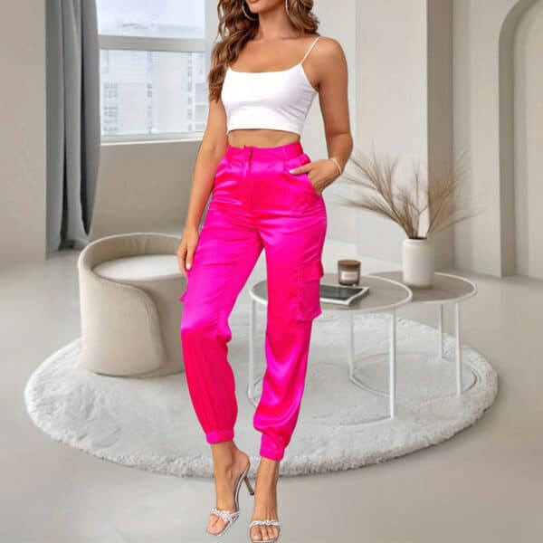 Pantalon cargo multi-poches décontracté et droit flatteur pour femmes