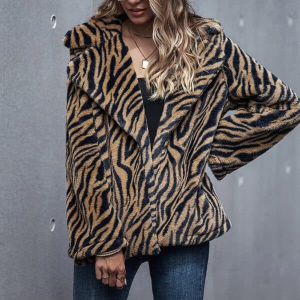 Veste longue à revers et à la mode pour femmes à manches longues – Image 3