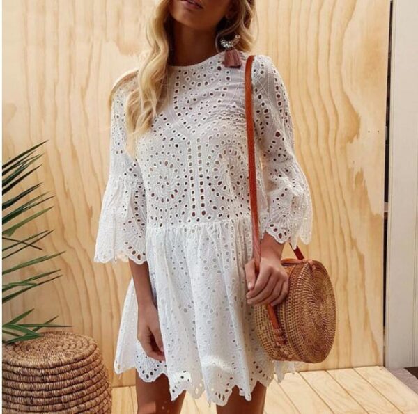 Robe à volants avec manches recadrées pour femmes – Image 5