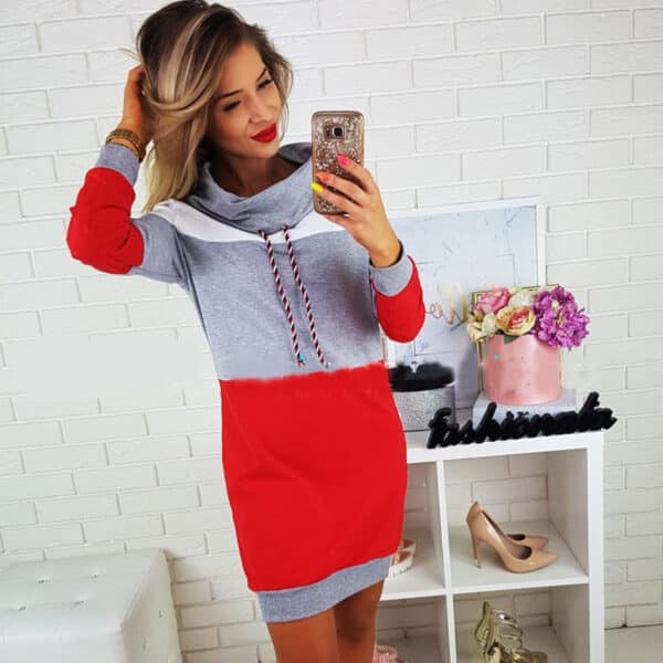 Robe sweat à capuche et à manches longues de mode pour femmes – Image 2