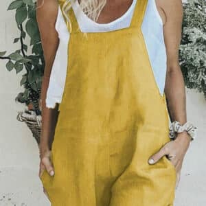 Salopette décontractée pour femmes en pur coton et lin