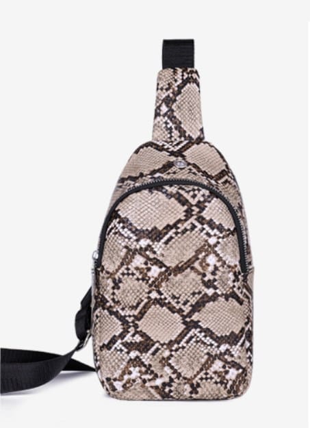 Sac en cuir pur strié de peau de serpent à la mode pour femmes