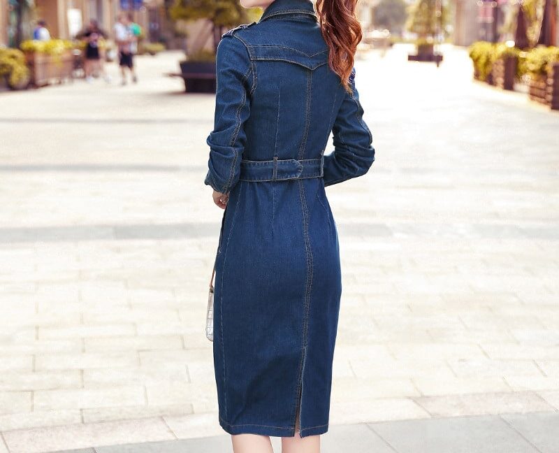 Robe en jeans slim rétro décontractée pour femmes