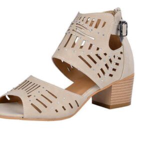 Sandales à talons épais sculptés et creux pour femmes