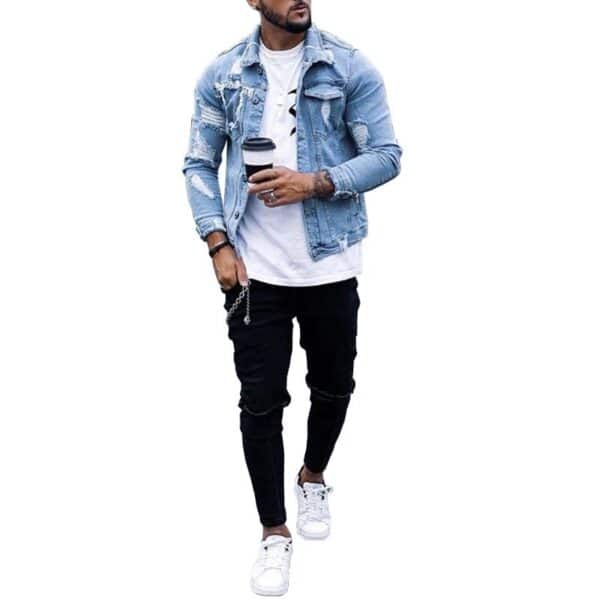 Veste en jeans irrégulière à la mode pour hommes – Image 2