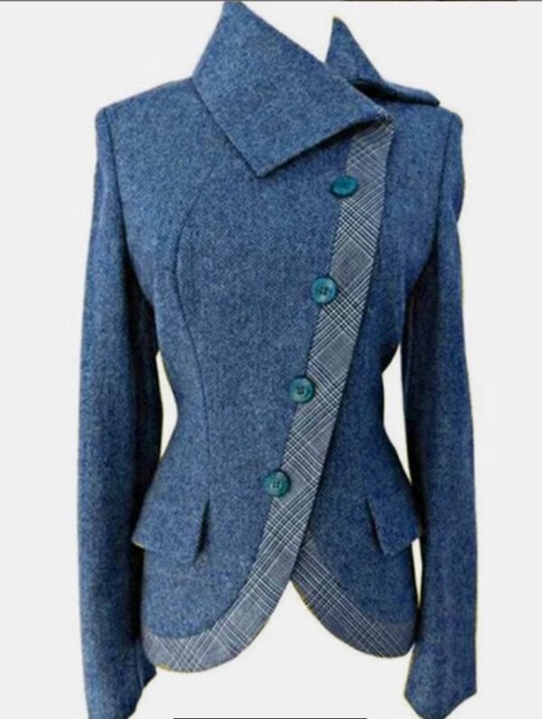 Veste à boutons latéraux en laine doubles faces avec impression numérique tendance pour femmes – Image 2
