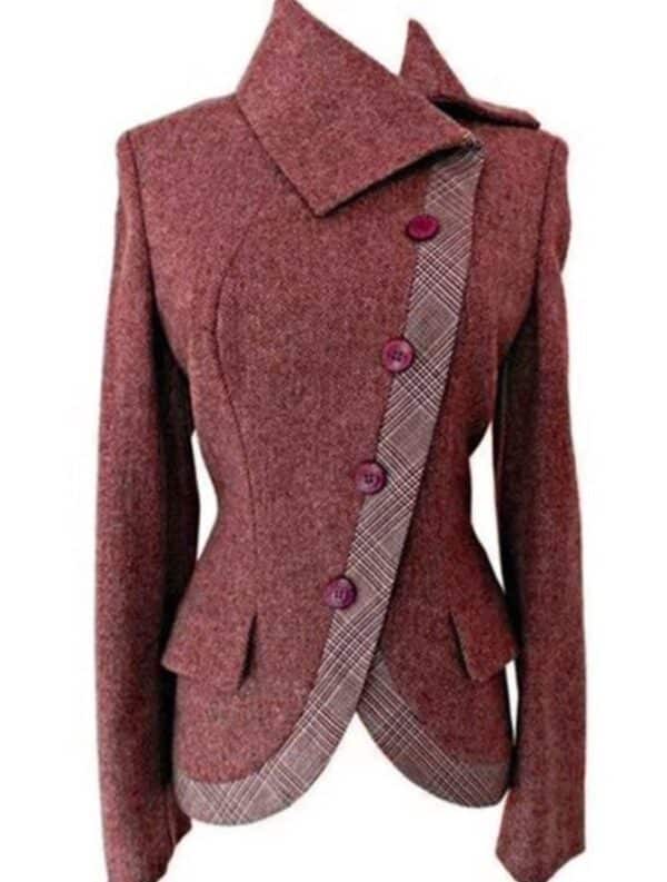 Veste à boutons latéraux en laine doubles faces avec impression numérique tendance pour femmes