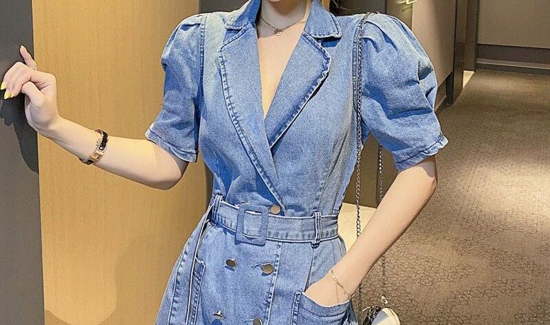 Robe en jeans à manches courtes de mode pour femmes