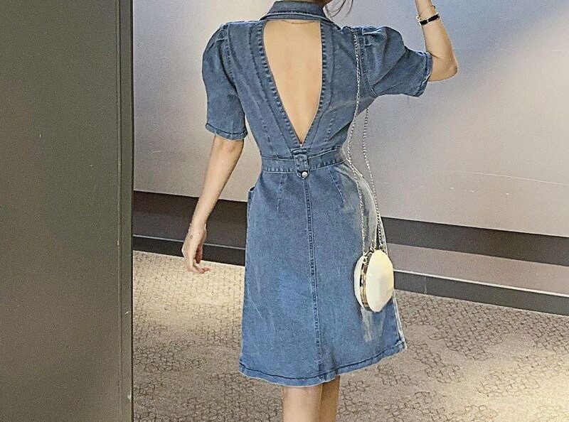 Robe en jeans à manches courtes de mode pour femmes – Image 3