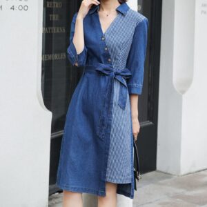 Robe slim en denim tendance pour femmes