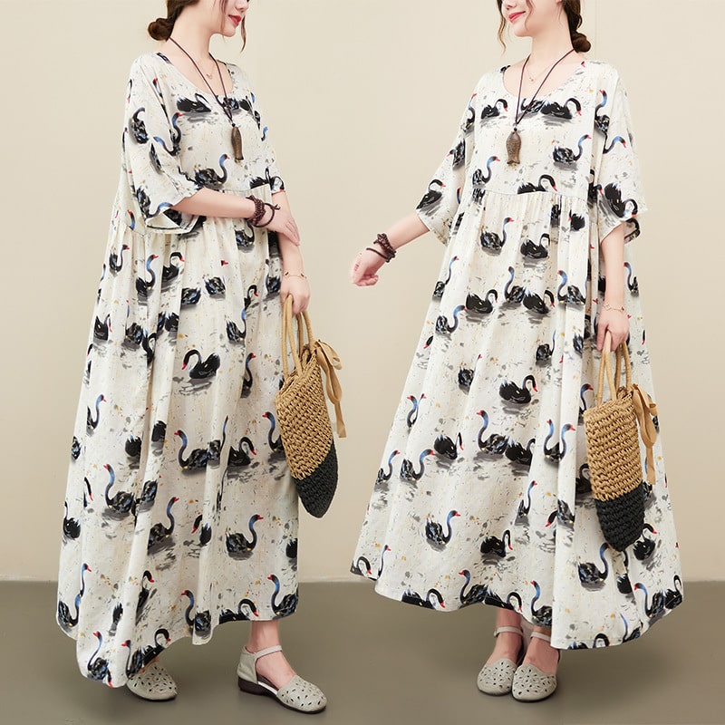 Robe ample et respirante à manches courtes pour les femmes