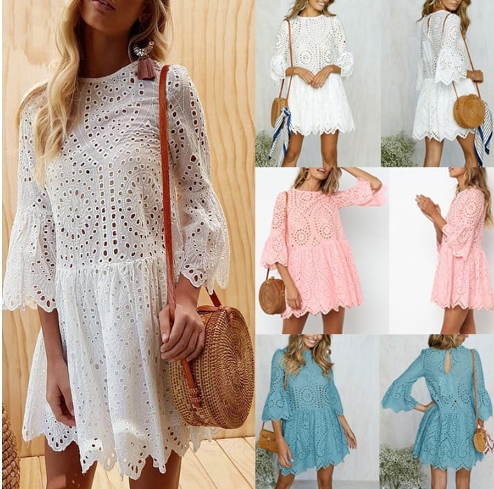 Robe à volants avec manches recadrées pour femmes – Image 2