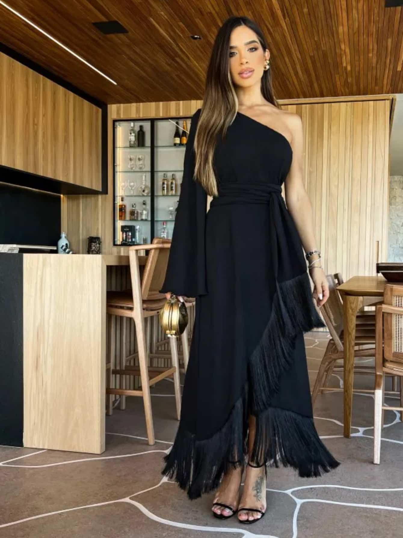 Robe de couleur unie à épaule dénudée et à la mode pour femmes – Image 6