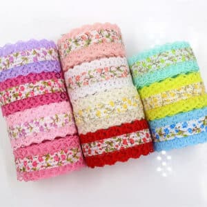 Ruban imprimé floral en dentelle solide fait à la main par transfert de chaleur