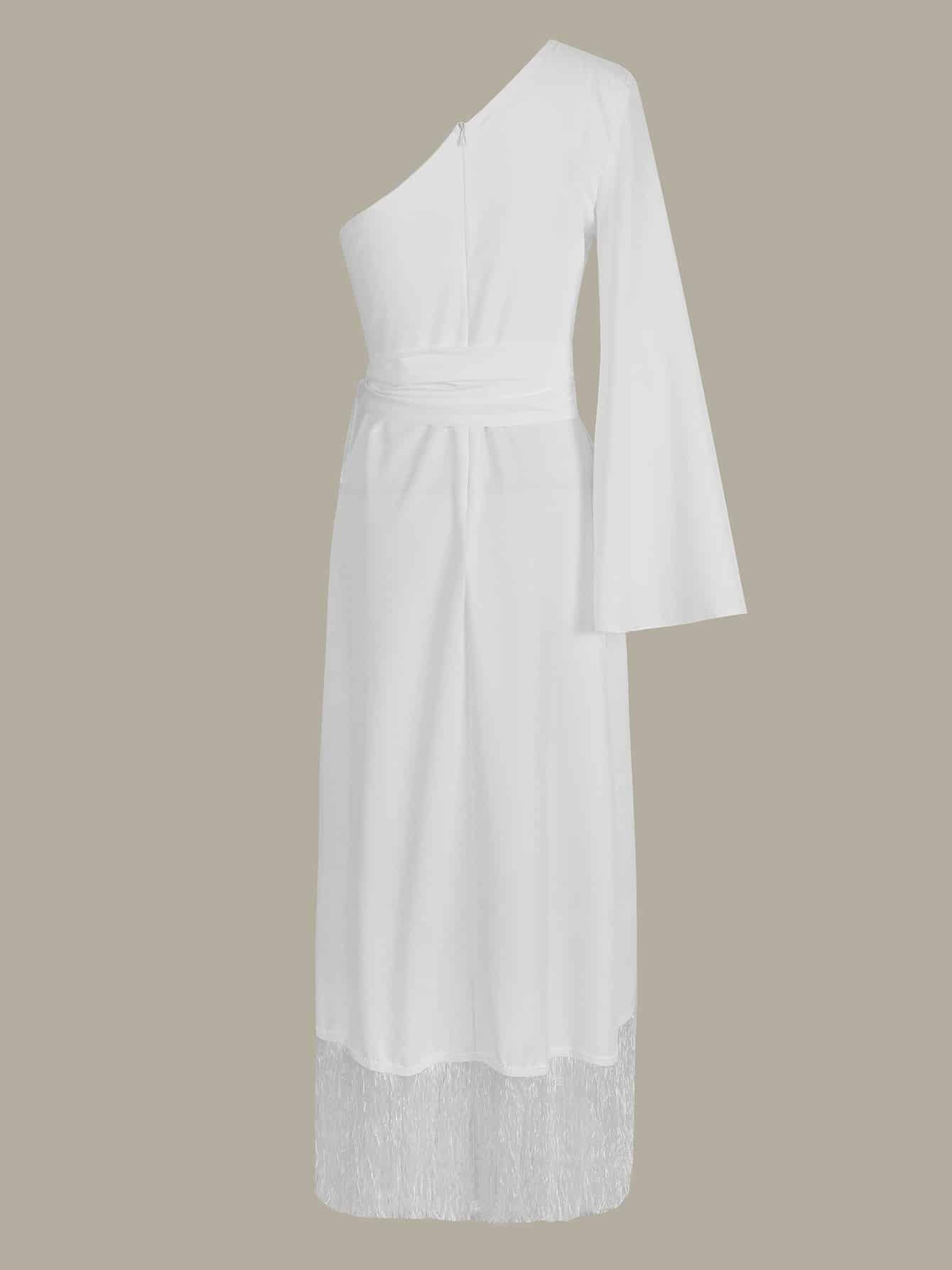 Robe de couleur unie à épaule dénudée et à la mode pour femmes – Image 9