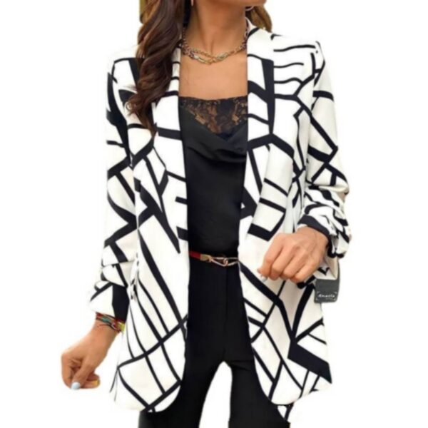 Costume à col imprimé sans boucle à la mode pour femmes – Image 2