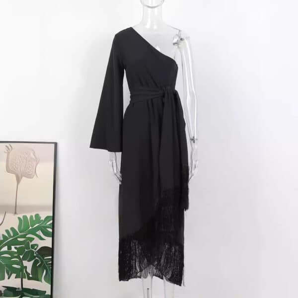 Robe de couleur unie à épaule dénudée et à la mode pour femmes – Image 4