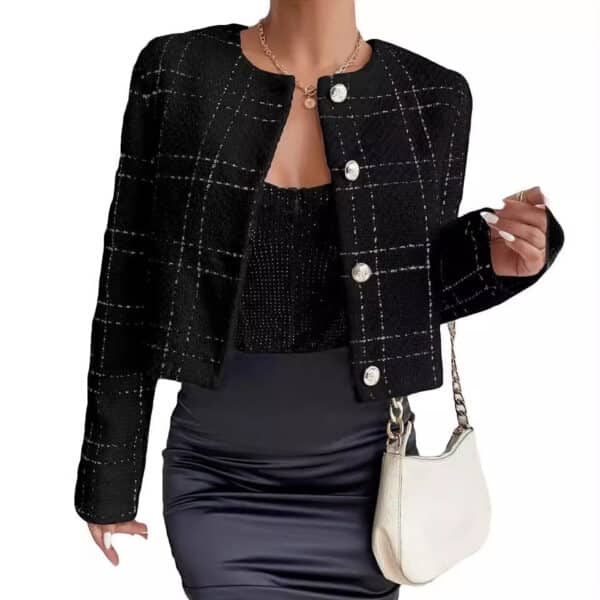 Veste à boutons en plaid à la mode des femmes – Image 3