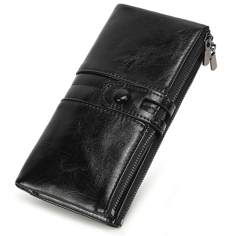 Portefeuille vintage long anti-magnétique pour femmes – Image 3