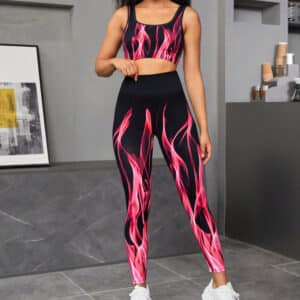 Costume de sport avec soutien-gorge sans couture à élasticité élevée
