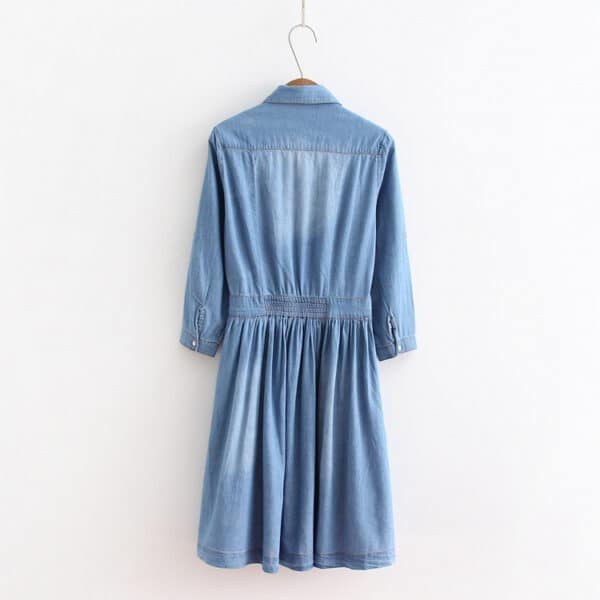 Robe en jeans cintrée avec manches intermédiaires à la mode pour femmes – Image 2