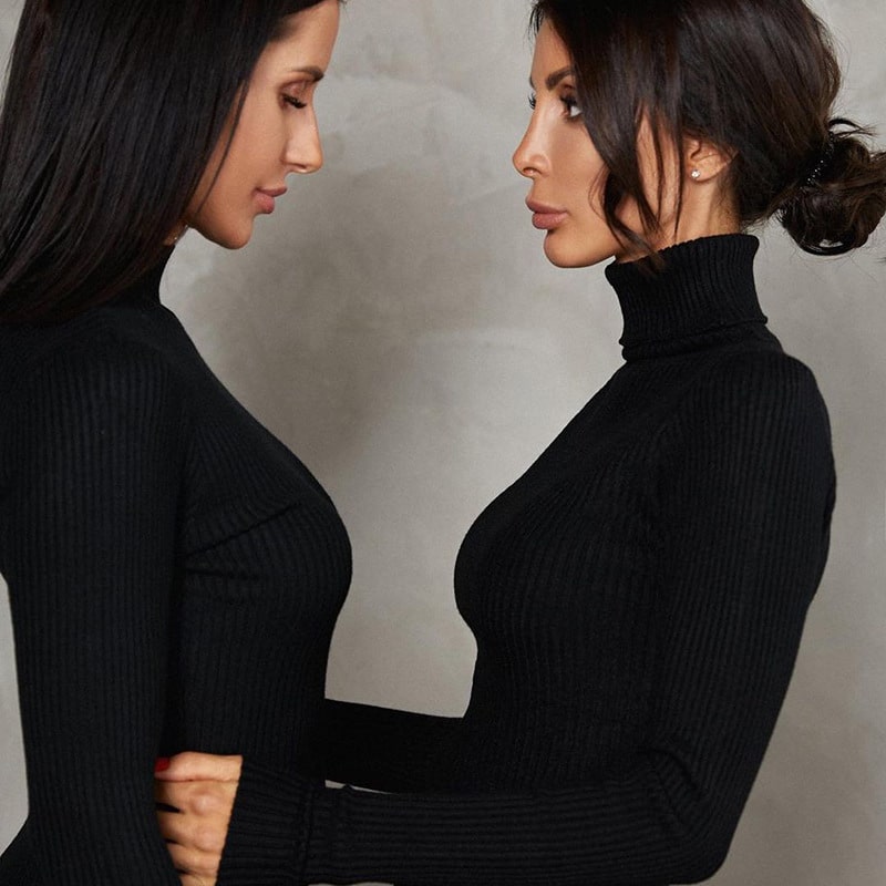 Robe à col mi-haut et à manches longues de tempérament pour femmes – Image 3