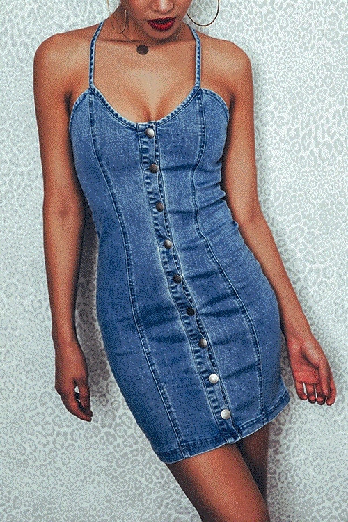 Robe sans manches en jeans tendance pour femmes