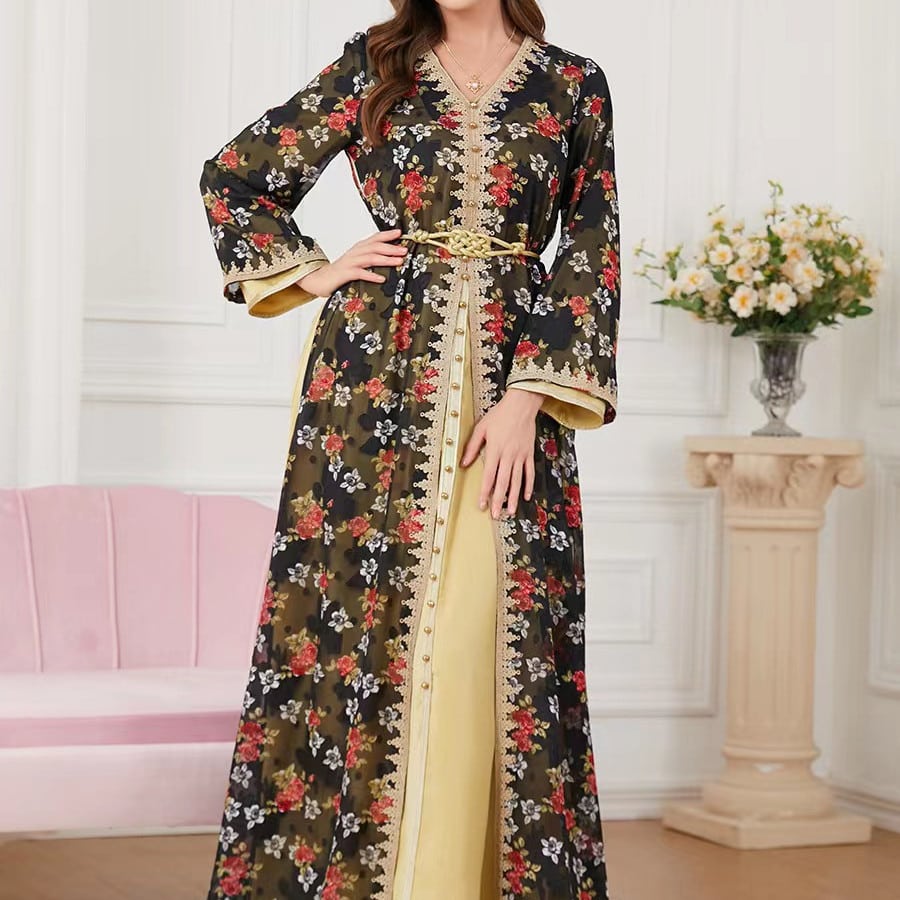 Robe à manches longues et col en v à la mode pour femmes – Image 4