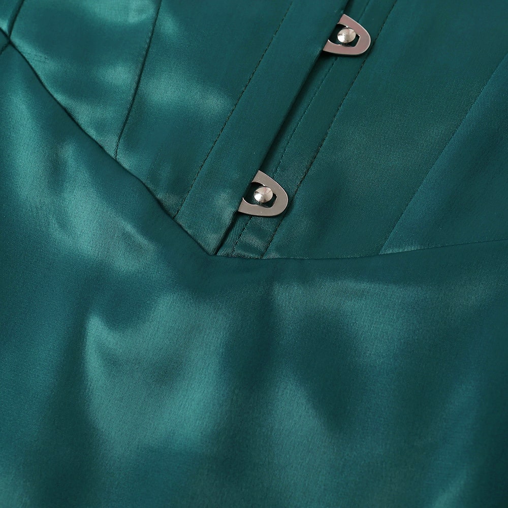 Robe à manches longues avec encolure en V et pochette sur la poitrine tendance pour femmes – Image 6