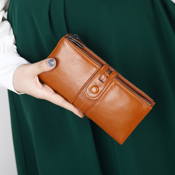 Portefeuille vintage long anti-magnétique pour femmes – Image 2