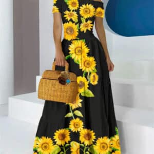 Robe rétro florale décontractée pour femmes