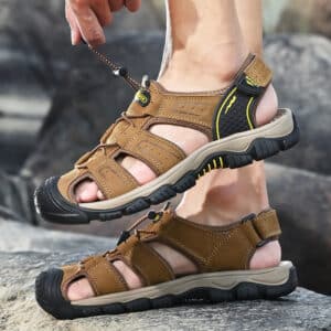 Sandales d'été en cuir de vache décontractées pour hommes